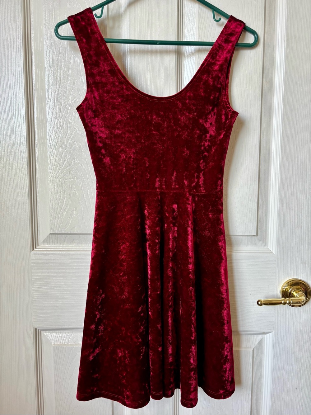 Vintage F21 Red Velvet Fit & Flare Skater Dress, Small